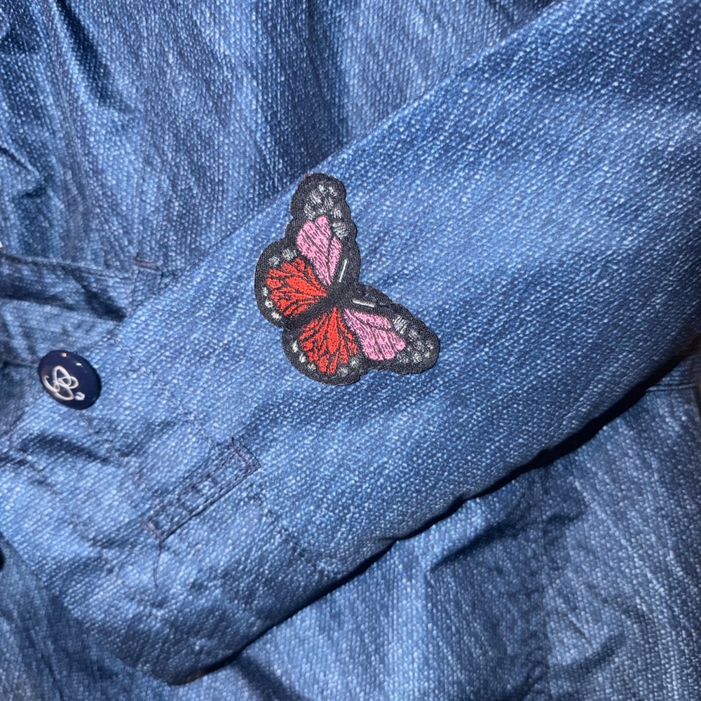 Jessica Simpson Faux Denim Trench Coat Raincoat - Picture 4 of 6